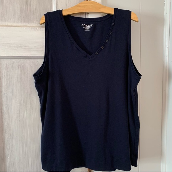 Chico's Tops - Chico's Sleeveless V-neck Tank Top Navy Blue Chicos Size 4 Women's XXL Size 20